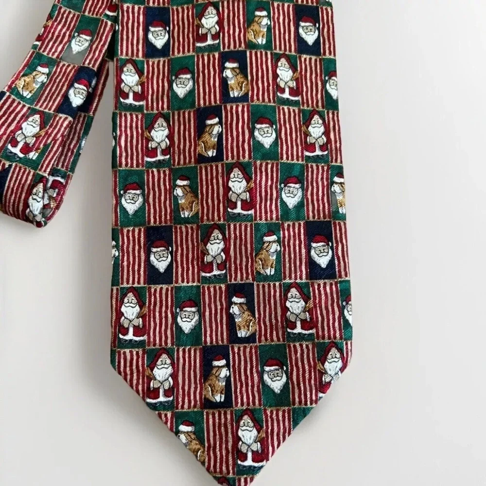 Mens Christmas/Holiday Silk Tie -Handmade Santa & Dog Bostonian Ltd Penn State